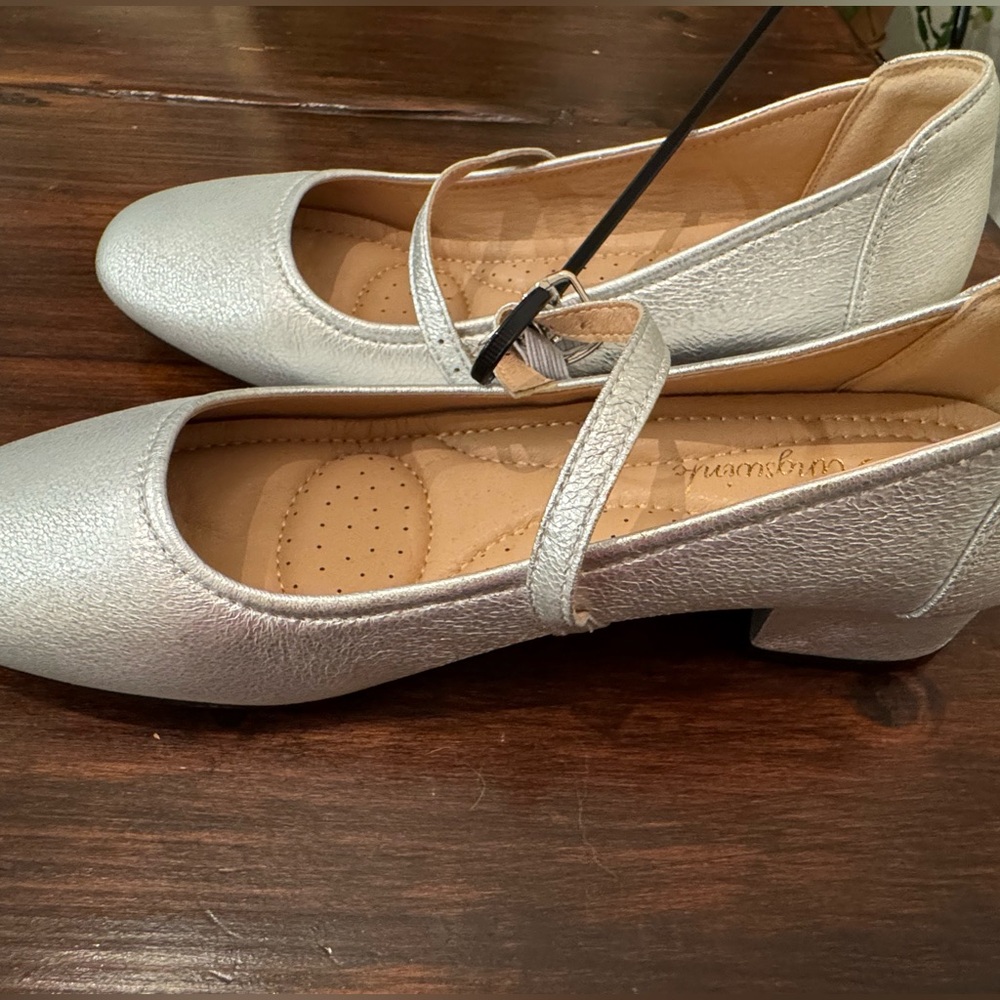 Chic Silver Flats with Strap